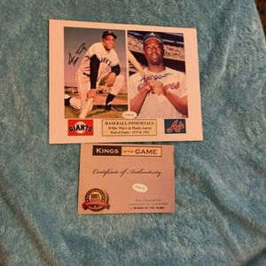 Hank Aaron willlie mays autographed photo